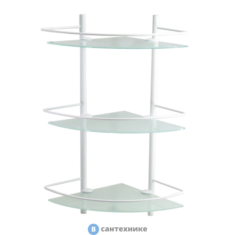 Полка WasserKRAFT K-3133 white стеклянная тройная