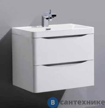 картинка Тумба под раковину BelBagno 60 см ANCONA-N-600-2C-SO-BL подвесная с двумя выкатными ящиками, с доводчиками, Bianco Lucido