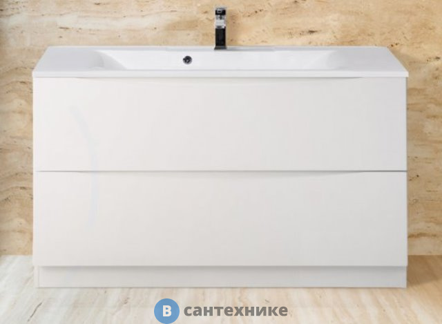 Тумба под раковину BelBagno 100 см MARINO-1000-2C-PIA-BL-P напольная с двумя выкатными ящиками, Bianco Lucido