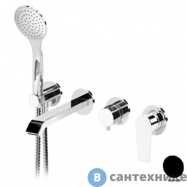 картинка Смеситель Cezares NAUTIC-VDM3-NOP встраиваемый для ванны и душа однорычажный с поворотным переключателем на 3 выхода, в комплекте с ручным душем