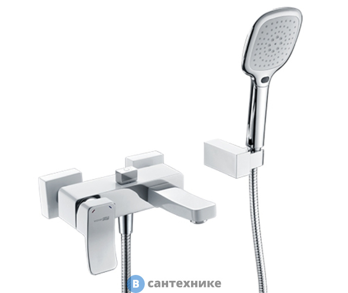 Смеситель WasserKRAFT Aller 1061 White для ванны с коротким изливом латунь, комбинированное покрытие