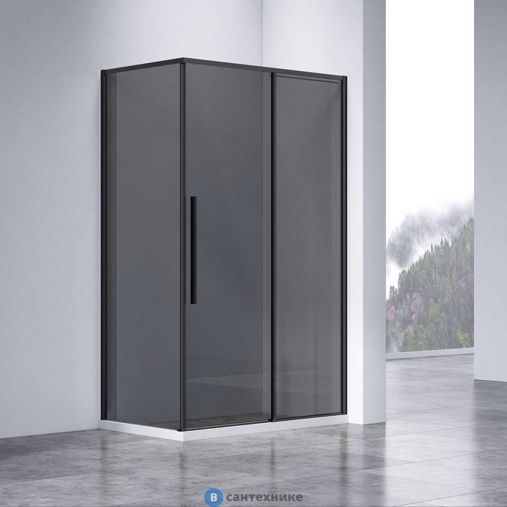 Душевой уголок Vincea Slim-N VSR-4SN9013CGB, 1300*900, черный, стекло тонированное, без поддона