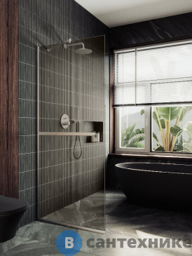 картинка Душевая перегородка в профиле MaybahGlass 1950*690 Стекло 8 мм Бронза +Полотенцесушитель (MGD-721-5у)