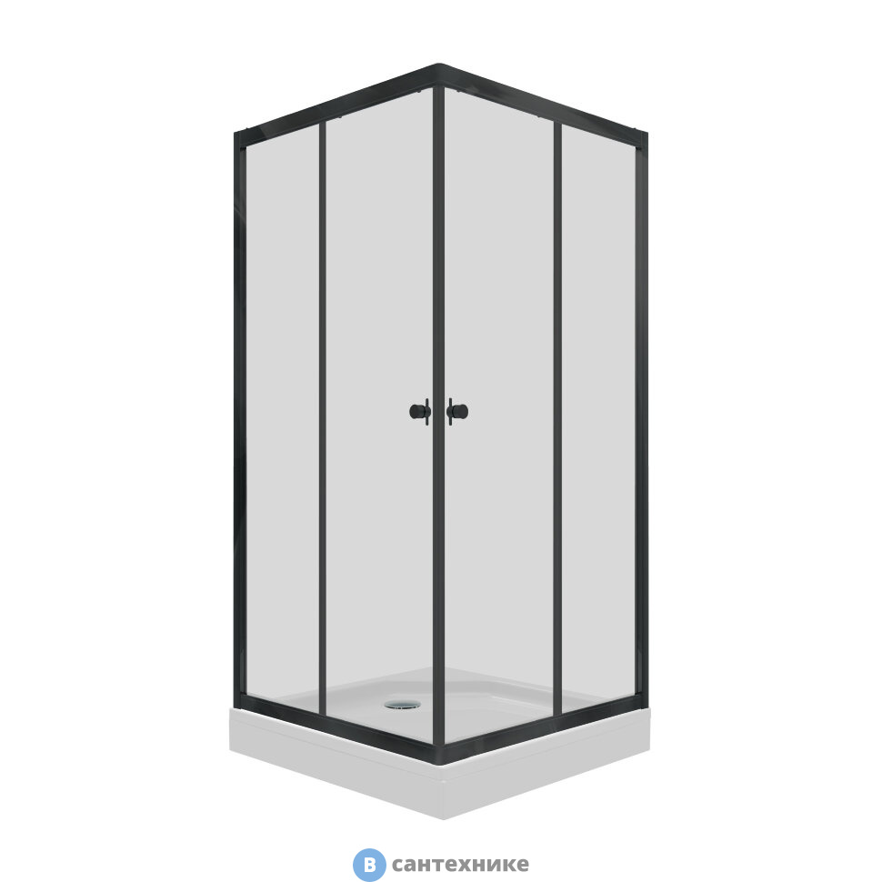 Душевое ограждение Тритон Вента-Блэк 80х80, квадрат, низ. подд. (сифон D90 мм) (DK328)