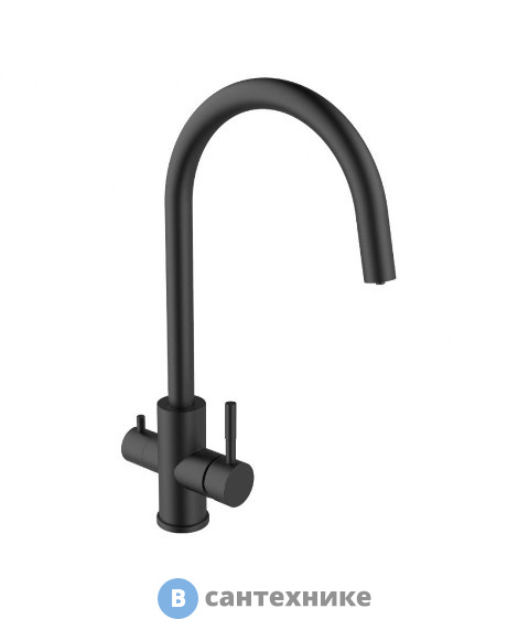 Смеситель Agger Zest A0700744 для кухни 2х1 с возможностью подачи фильтрованной воды, чёрный