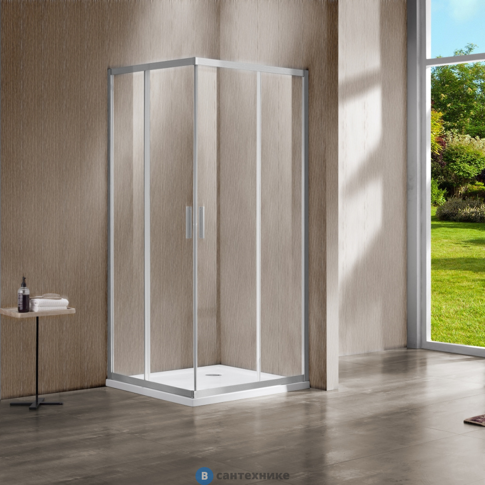 Душевой уголок Vincea Garda VSS-1G9011CLBN, 1100*900, брашированный никель, стекло прозрачное