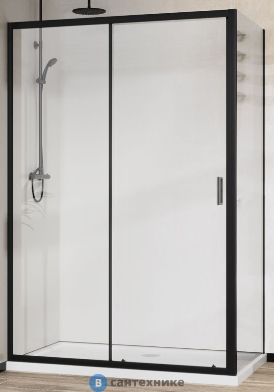 Душевой уголок Vincea City VSR-5CT9011CLB, 1100*900, черный, стекло прозрачное, без поддона