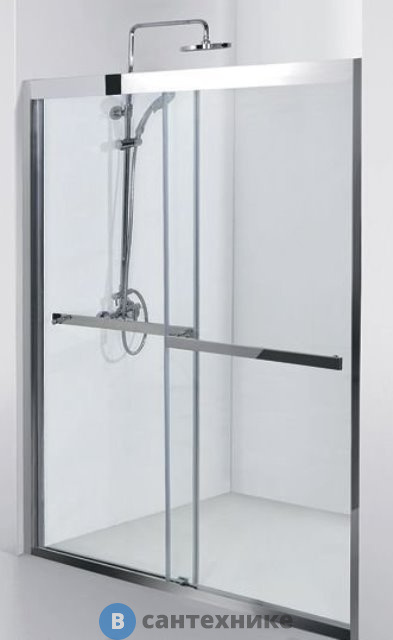 Откатная дверь Aquanet NPD6122 DELTA (1500х2000) нержавеющая сталь 2 стекла откатных прозр 8 мм (183849)