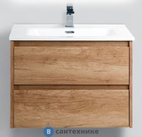 Тумба под раковину BelBagno 81 см KRAFT-800-2C-SO-RNN подвесная с двумя выкатными ящиками, Rovere Nebrasca Nature