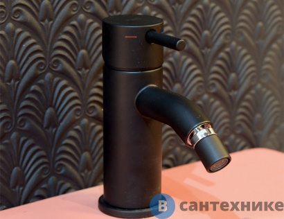 картинка Смеситель CISAL Less New LN00055040 однорычажный для биде на 1 отверстие с донным клапаном, чёрный матовый