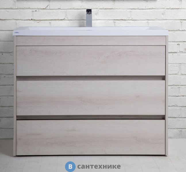Тумба под раковину Art & MAX FAMILY FAMILY-900-3C-PIA-PB напольная с тремя выкатными ящиками, Pino Bianco, 900x480x845