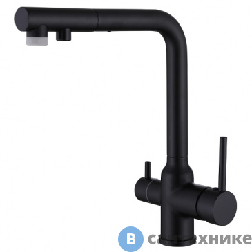 картинка Смеситель ABBER Emotion AF8814B для кухни с подключением фильтра и выдвижной лейкой, чёрный матовый
