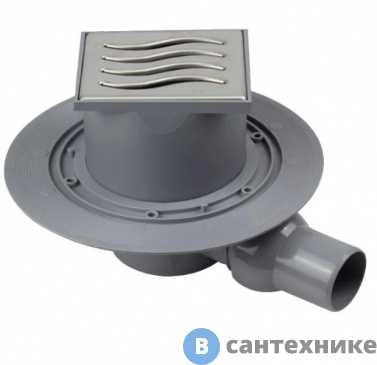 картинка Душевой трап Pestan Confluo Standard Dry 1 13000015 100х100 мм точечный, с сухим затвором, металл с перфорацией Tide (Волна), без рамки, покрытие хром