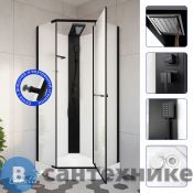 Душевая кабина CeruttiSpa CHIKA901BF (90*90*215-225) без крыши, пятиугольный низкий поддон, матовое переднее стекло 6 мм, заднее стекло 5 мм с белой окраской