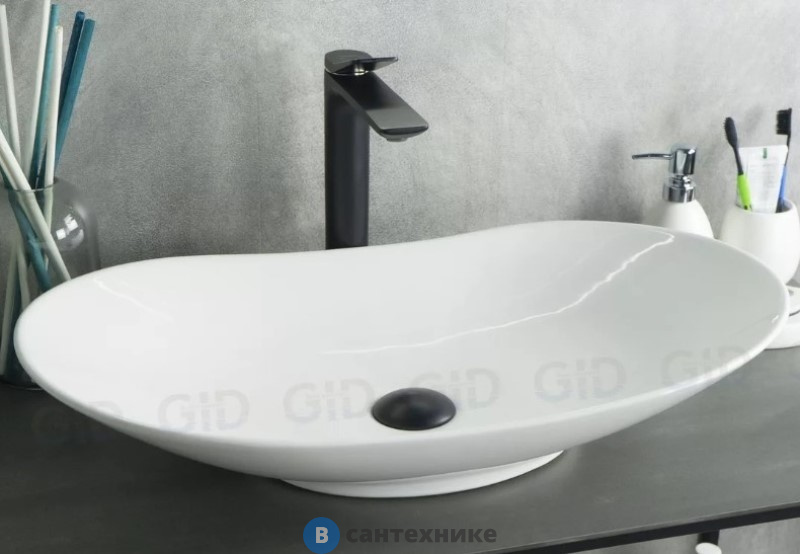 Раковина накладная GID-ceramic N9811 белый (610х370х150)