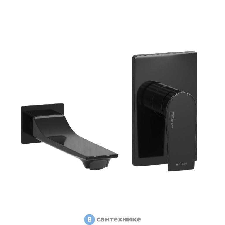 Смеситель WasserKRAFT A66553 встраиваемый набор для раковины, чёрный глянец