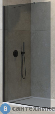 картинка Душевая перегородка Cezares LIBERTA-L-1-TB-120-GR-NERO универсальная с односторонним входом, стекло графит, профиль чёрный, 1200x1950 мм