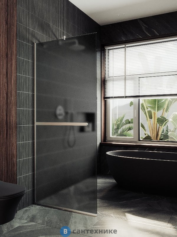 Душевая перегородка в профиле MaybahGlass 1950*690 Стекло 8 мм Графит матовый +Полотенцесушитель (MGD-724-5у)