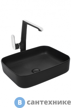 картинка Раковина WELTWASSER ELBACH 2195 MB накладная (матовая чёрная) /500х390х140/