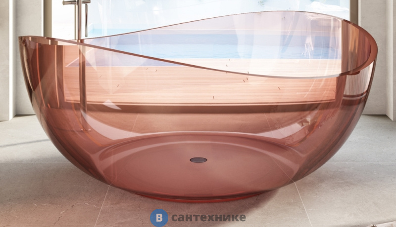 Ванна ABBER Kristall AT9705Koralle 150х150 прозрачная розовая