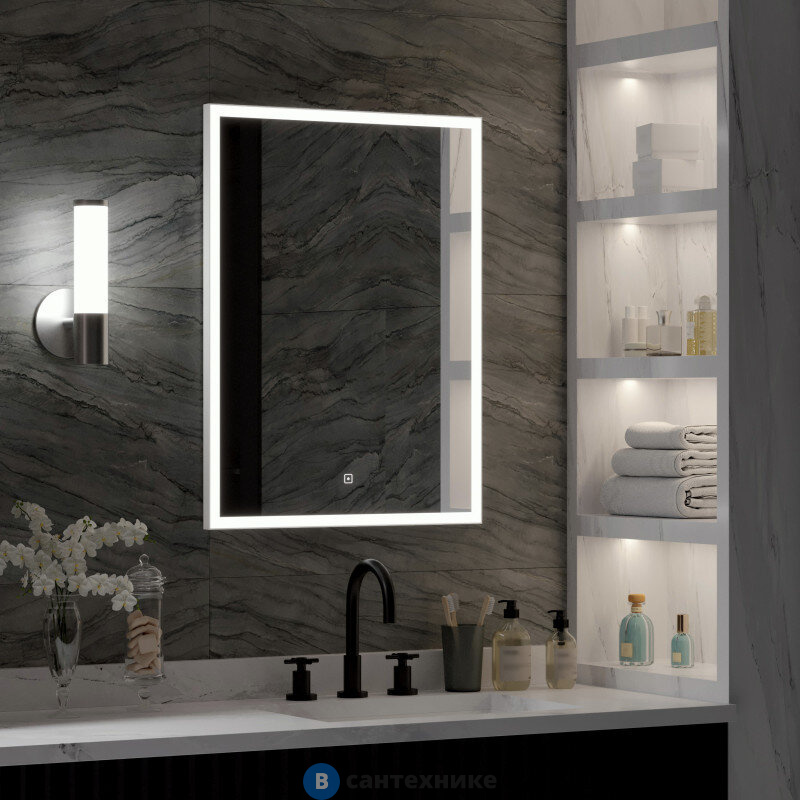 Зеркало Континент Frame White LED 600х800 (ЗЛП944)