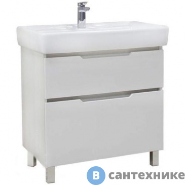 картинка Тумба под раковину Акватон Дакота 80 белый/выб. дерево (1A202901DAAY0)