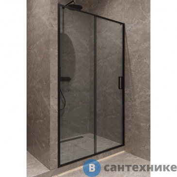 картинка Душевая дверь Timo TD-120/03C-6, раздвижная 1950*1200, профиль черный, стекло прозрачное 6 мм