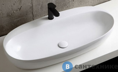 картинка Раковина AZZURRA ELEGANCE CIRCLE накладная 90х44 см с 1 отв. под смеситель, белый (ELLA090440CMBI/(ECI90M bi)*1)