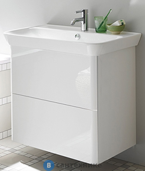 Тумба Burgbad Iveo подвесная с умывальником с 1 отв под смес. 800х492х721 мм. 2 выдв ящика, сифон в компл. F2833 белый глянц. (SFEN080F2833G0161C0001*1)
