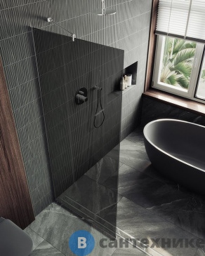 картинка Душевая перегородка в профиле MaybahGlass 1950*890 стекло 8 мм графит (MGD-693-5у)