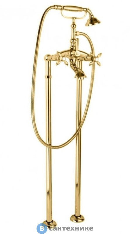 Смеситель Cezares NOSTALGIA-VDP-03/24-M напольный для ванны с ручным душем, Золото