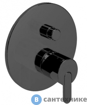 картинка Смеситель Cezares LEAF-VDIM-NOP встраиваемый, однорычажный на 2 выхода, чёрный матовый