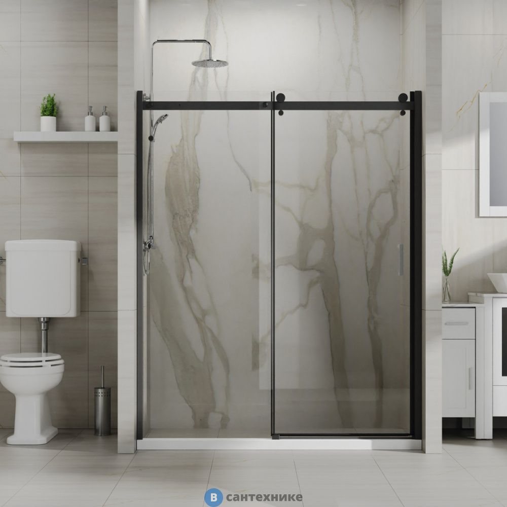 Душевое ограждение Azario BERN DRO-170х195-BM-CL, прозрачное стекло 6 мм, профиль матовый черный (AZ-733-170-BM-CL)