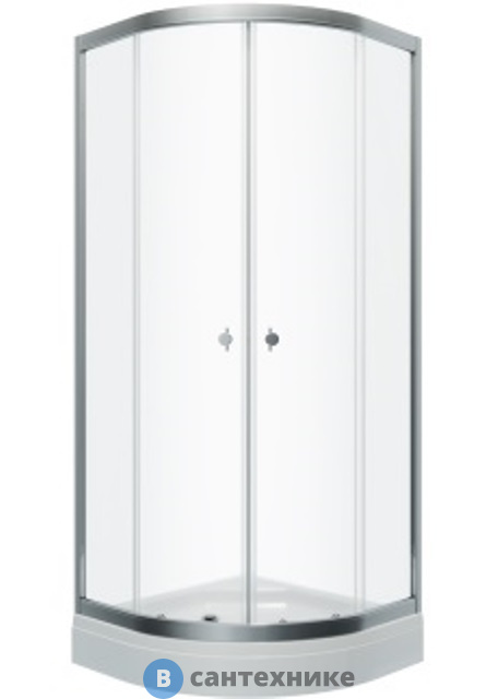 Душевое ограждение Тритон Альфа-Хром 90х90, 1/4 круга, низ. подд. (2 места+ сифон D90мм) (DK272)