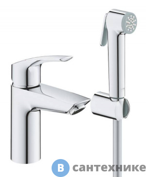 картинка Смеситель Grohe Eurosmart 23124003 однорычажный для раковины с цепочкой и гигиеническим душем