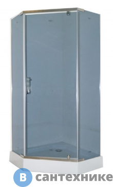 картинка Душевой уголок Parly ZPE911 (90*90*195) пентагональное, тонированное стекло без рисунка, низкий поддон