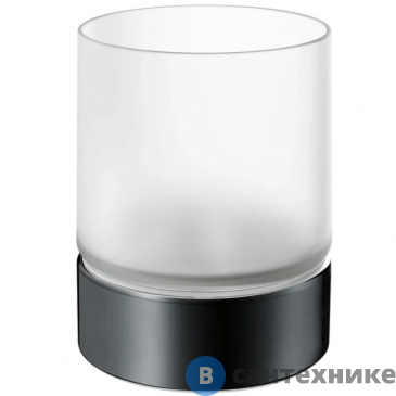 картинка Стакан Inda MITO A20010NE21, настольный, держателя черный матовый, стакан матовое стекло