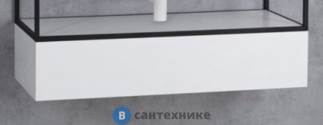 Тумба под раковину Cezares CADRO-120-1C-SO-BG-BLUM подвесная с одним выкатным ящиком c механизмами PUSH (BLUM) и функцией плавного закрывания, без верхней крышки Bianco Ghiaccio (120x46x25)