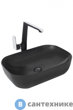 картинка Раковина WELTWASSER ELBACH M21433 MB накладная (матовая чёрная) /610х400х145/