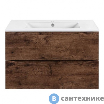 картинка Тумба под раковину Vincea Mia Slim 800 подвесная, 2 выкатных ящика soft close, R.Wood (VMC-2MC800S1RW)