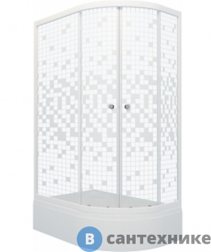 картинка Душевой уголок Тритон Коралл 120*80 В лев., 1/4 круга, сред. подд., белый, мозаика (DK237)