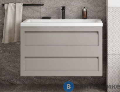 картинка Тумба с раковиной Art & MAX PLATINO подвесная с двумя выкатными ящиками, светло-серый матовый AM-Platino-1000-2C-SO-GCM