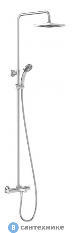 Душевая стойка Jacob Delafon JULY E78192-CP с термостатом и квадратным верхним душем (хром)