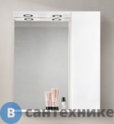 Шкаф зеркальный BelBagno 70 см MARINO-SPC-700/750-1A-BL-P-R подвесной с одной распашной дверцей с доводчиками, с подсветкой, правосторонний, Bianco Lucido