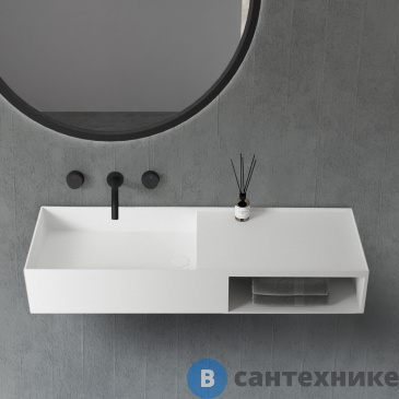 картинка Тумба с раковиной ABBER Stein AS2649-0.8 подвесная, белая матовая