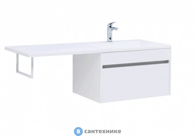 Тумба под раковину Aquanet Токио 68 подвесная 1 ящик белый глянец (236917)