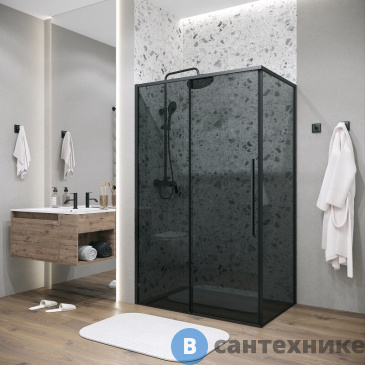 картинка Душевое ограждение Grossman Galaxy (140х100х195) раздвижная, черный матовый, стекло тонированное (120.K33.01.1410.21.10)