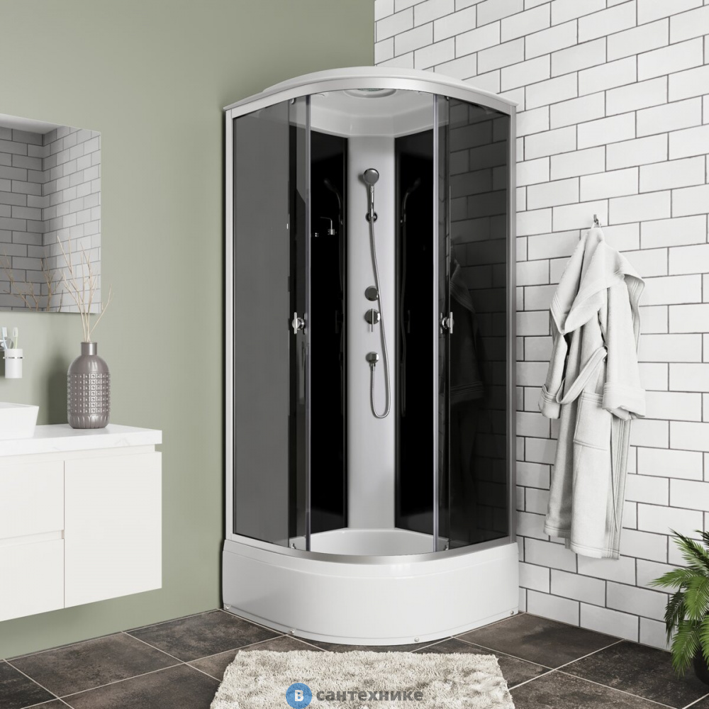 Душевая кабина Niagara Eco E80/26/TN (80х80х215) средний поддон (26см), стекло тонированное