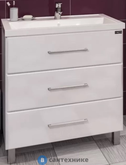 Тумба под раковину СанТа Омега-80 3ящ. напол. Ум. Фостер 80 (207006)