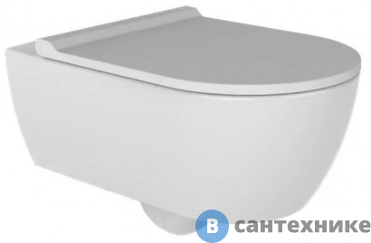 картинка Унитаз подвесной beWash Melville безободковый с форсункой биде со скрытым креплением с гигиеническим покрытием, с тонким сиденьем микролифт (HRKA052N3VP1W5SZ0 + VTMU11W5W5HSZ)